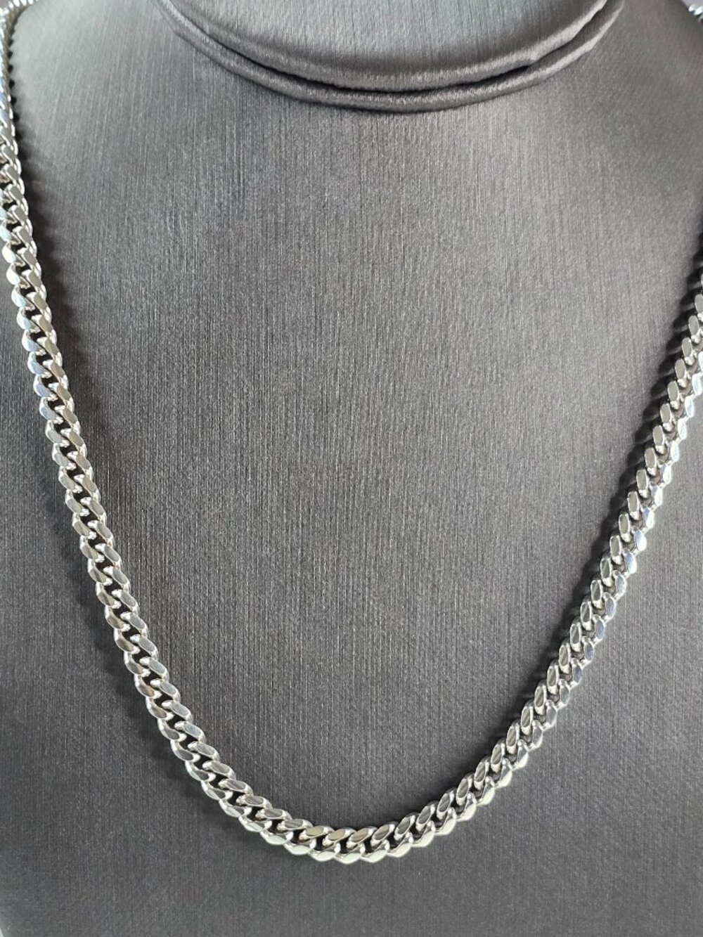 Mens Vintage Estate Sterling Silver Cuban Link Italian Necklace 44.5g E1944